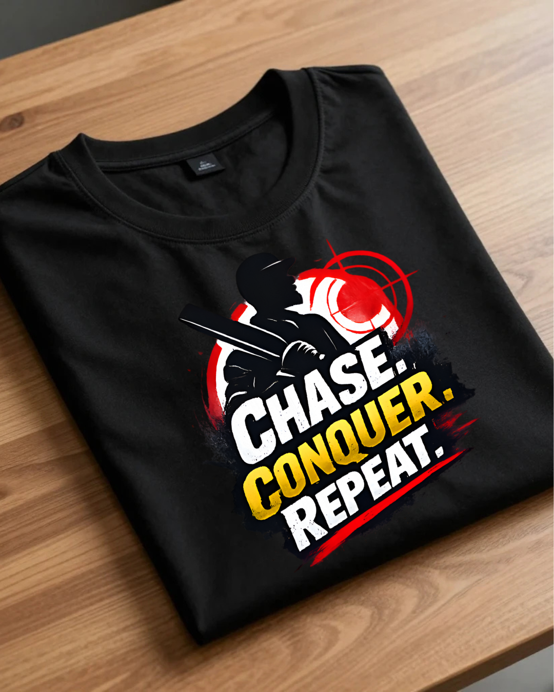 Chase. Conquer. Repeat. | Cricket Motivation Oversized T-Shirt | Gulliq